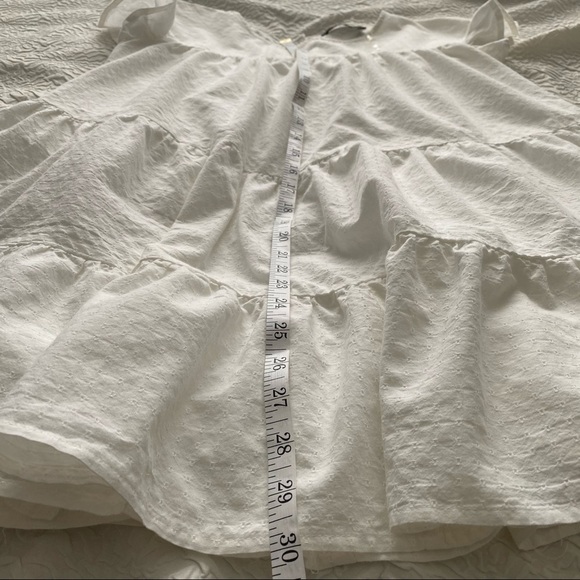 AKIRA white boho ruffle mini dress short sleeves - Picture 10 of 11